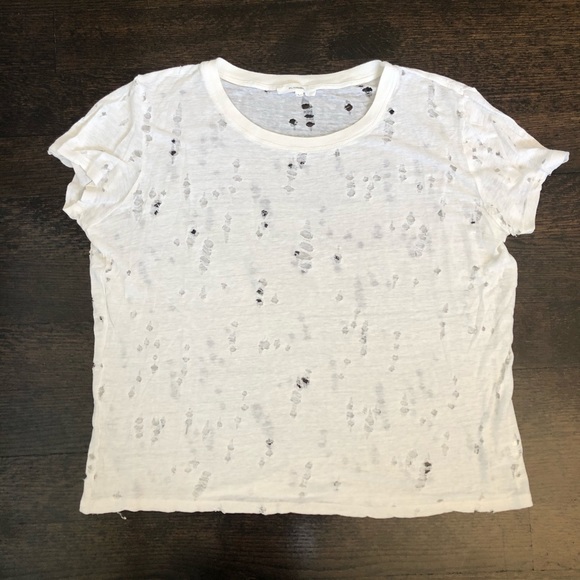 White t-shirt with holes - Picture 2 of 4